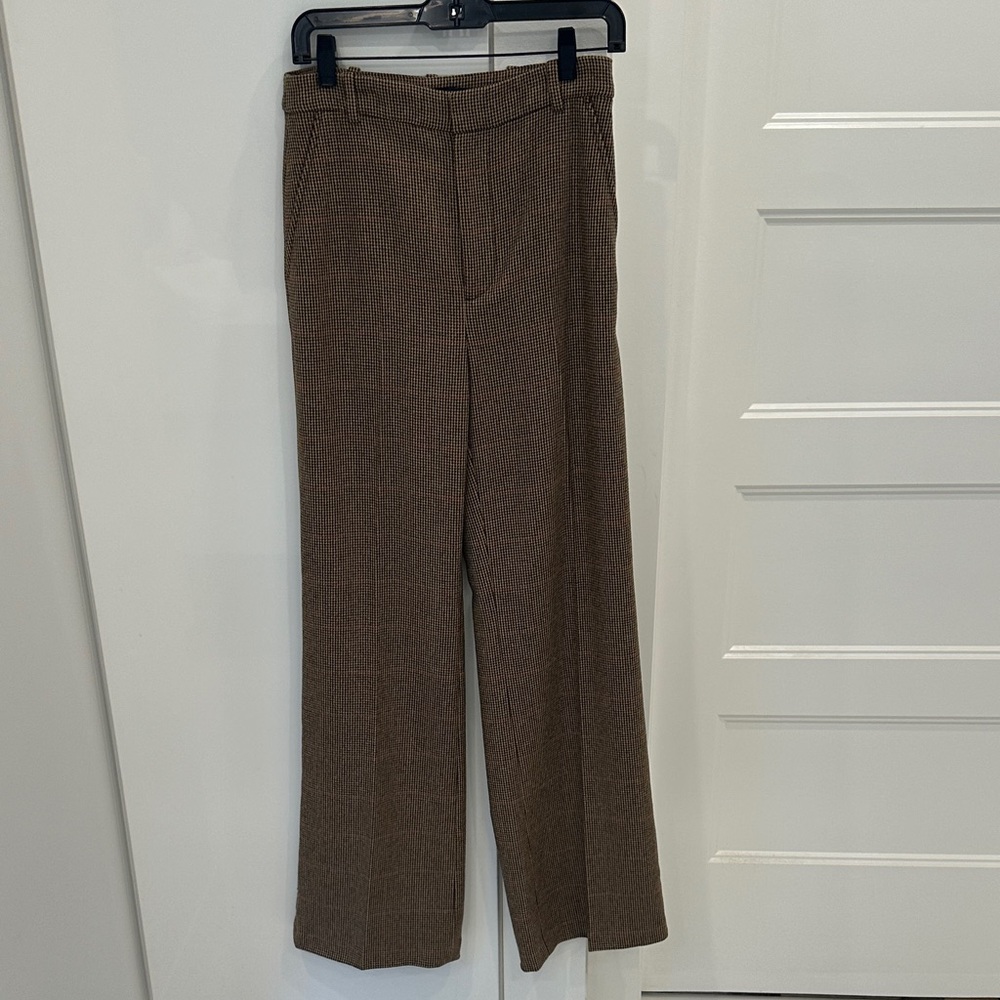 Polo by Ralph Lauren Brown Wool Blend Wide-Leg Trousers
